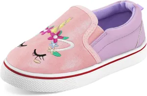 K KomForme Toddler Girls Boys Shoes Little Kids Slip on Canvas Sneakers for Running/Walking