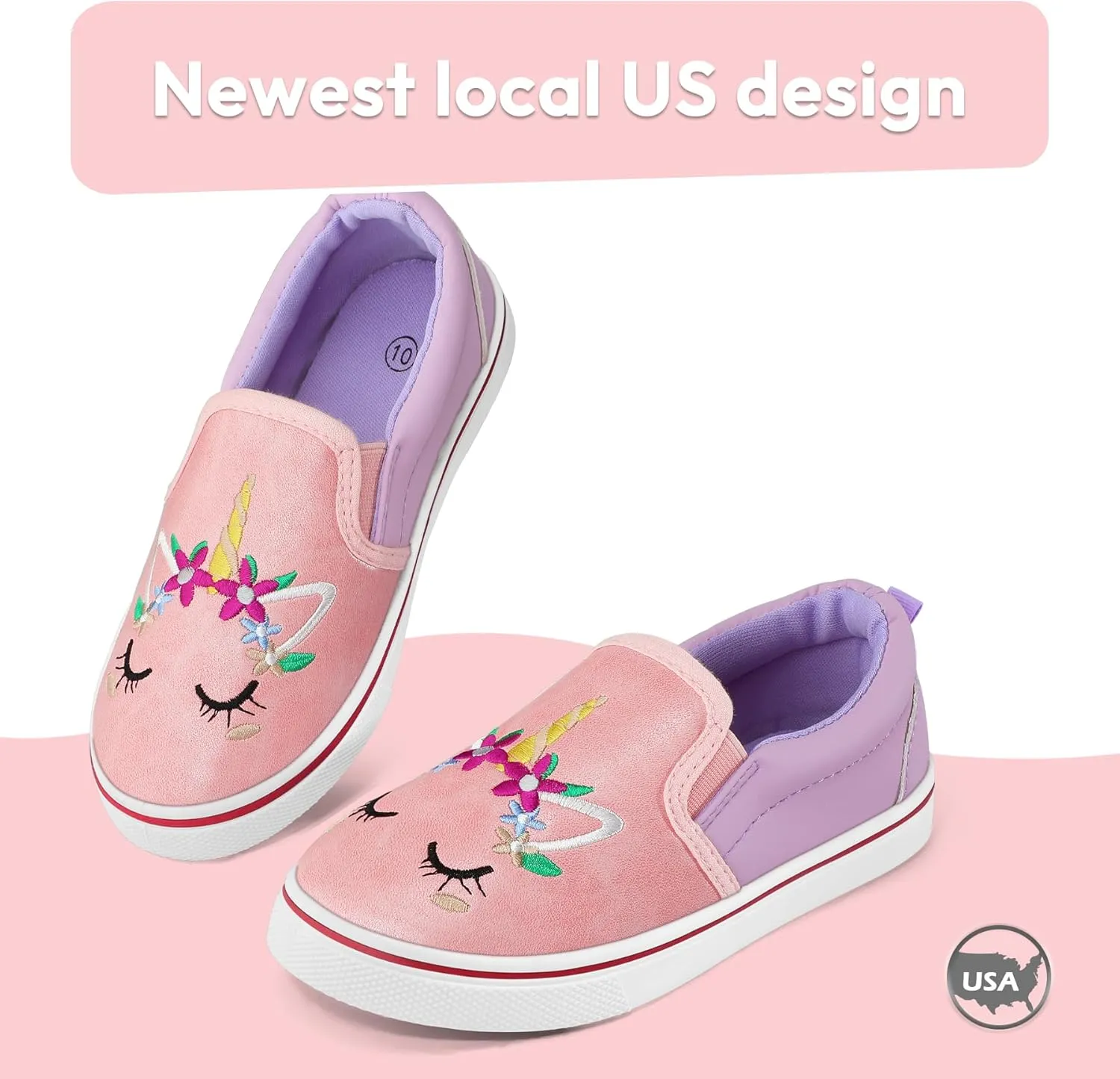K KomForme Toddler Girls Boys Shoes Little Kids Slip on Canvas Sneakers for Running/Walking