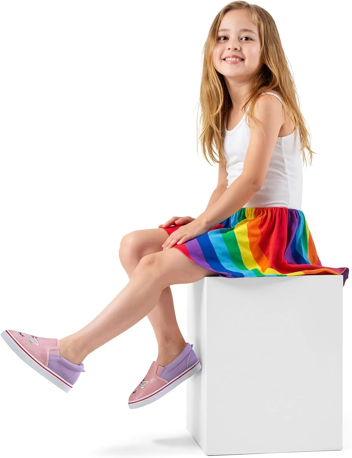 K KomForme Toddler Girls Boys Shoes Little Kids Slip on Canvas Sneakers for Running/Walking
