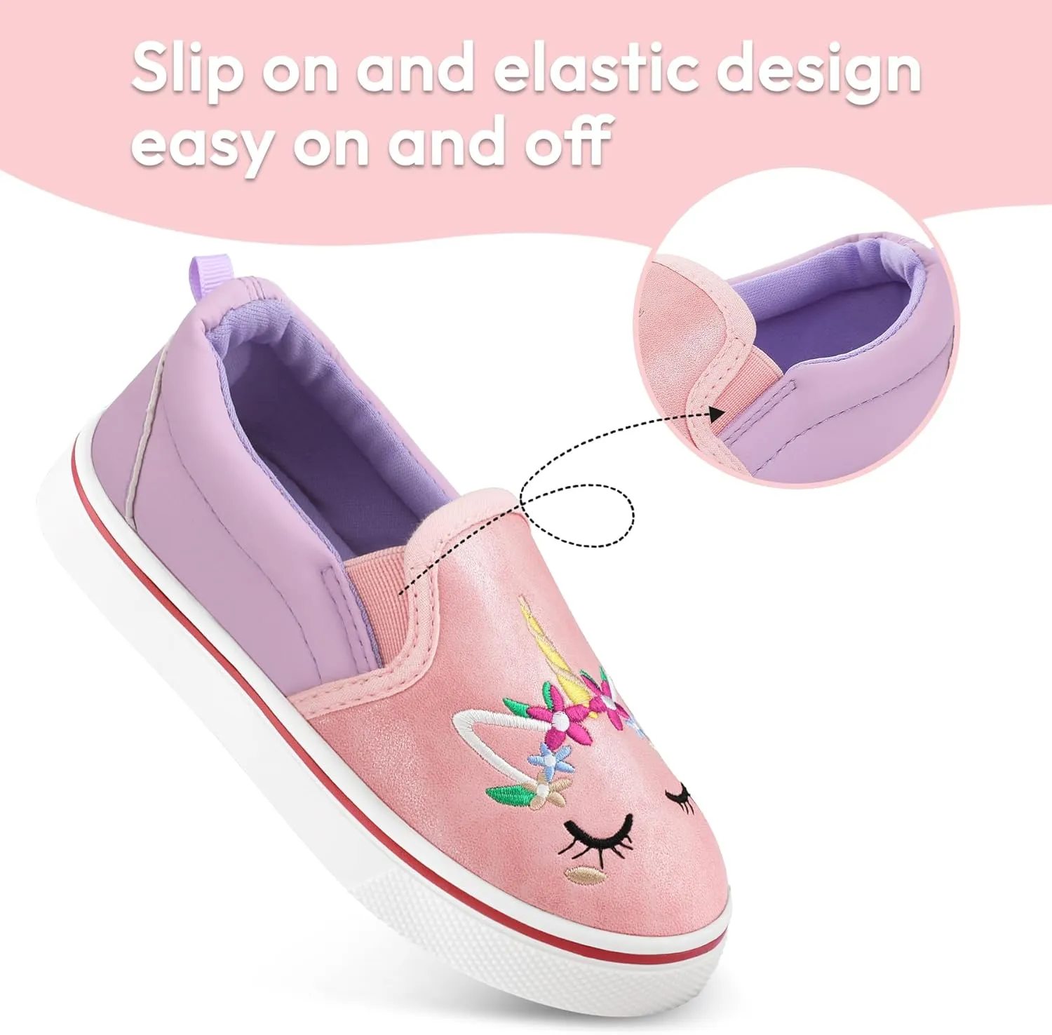 K KomForme Toddler Girls Boys Shoes Little Kids Slip on Canvas Sneakers for Running/Walking