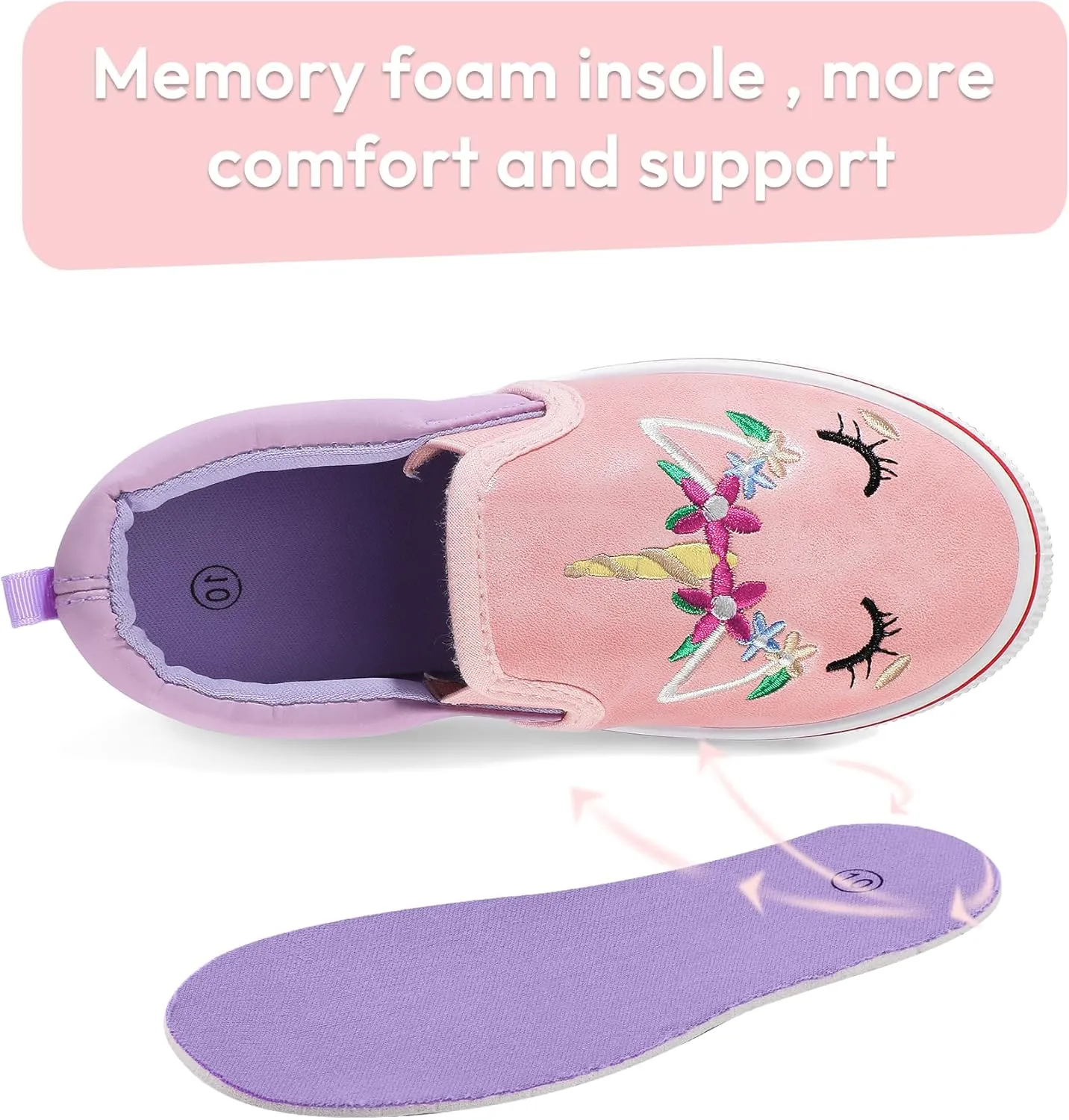 K KomForme Toddler Girls Boys Shoes Little Kids Slip on Canvas Sneakers for Running/Walking