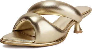 Kitten Heel Mules for Women Slip On Point Open Toe Heeled Mules