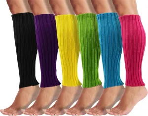 Leg Warmers for Women, 6 Pairs Knee High Cable Knit Warm Thermal Acrylic Winter Sleeve