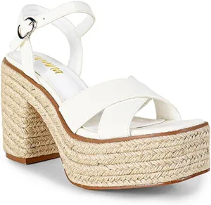 Liliana Women Open Toe Ankle Strap High Heel Espadrille Sandals, 6, Black
