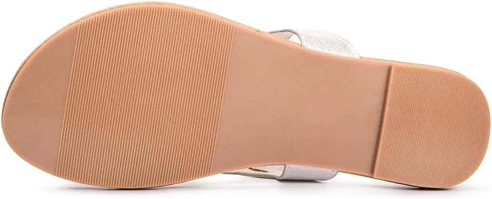 LM Women's Thong Sandals T-Strap Sandals Slip On Flat Sandals Flip Flop Casual Summer Slide Sandals