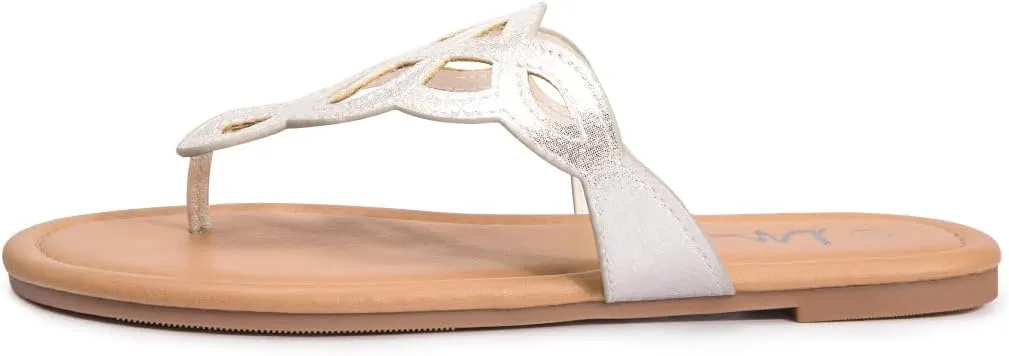 LM Women's Thong Sandals T-Strap Sandals Slip On Flat Sandals Flip Flop Casual Summer Slide Sandals