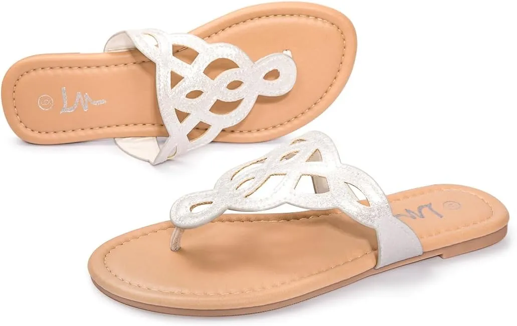LM Women's Thong Sandals T-Strap Sandals Slip On Flat Sandals Flip Flop Casual Summer Slide Sandals