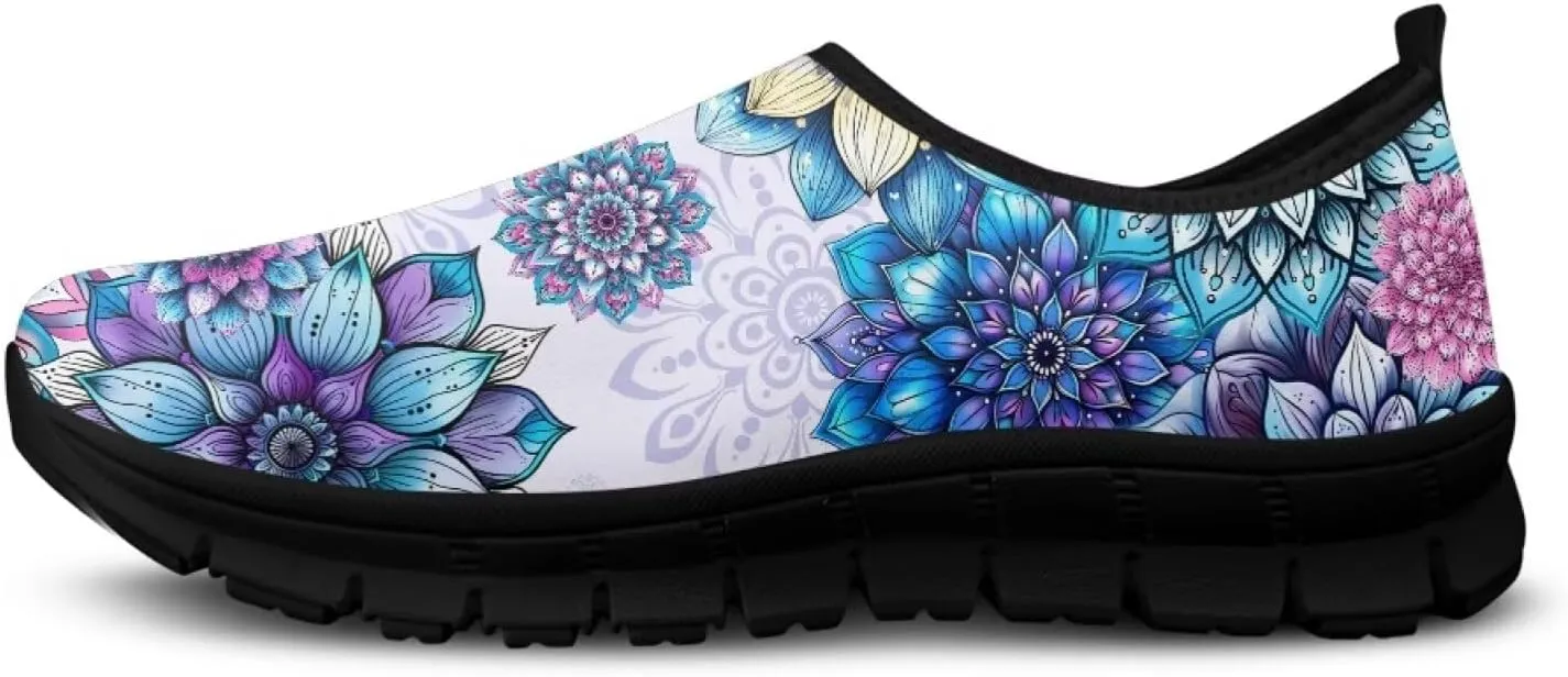 Low-Cut Flowers Print Casual Shoes for Women - Laceless Sneakers, Non-Slip Walking Shoes, Tennis Shoes, Comfortable & Stylish