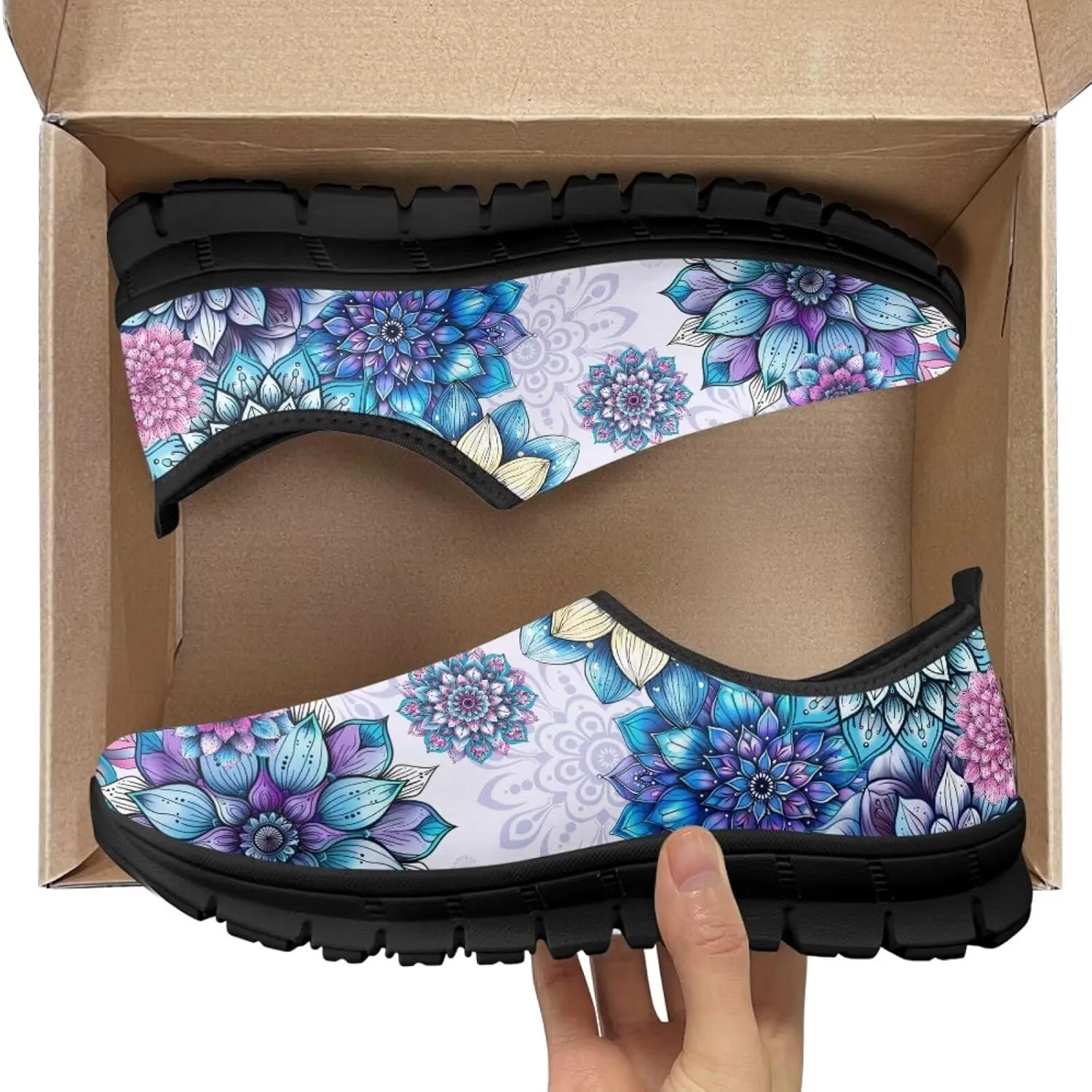 Low-Cut Flowers Print Casual Shoes for Women - Laceless Sneakers, Non-Slip Walking Shoes, Tennis Shoes, Comfortable & Stylish