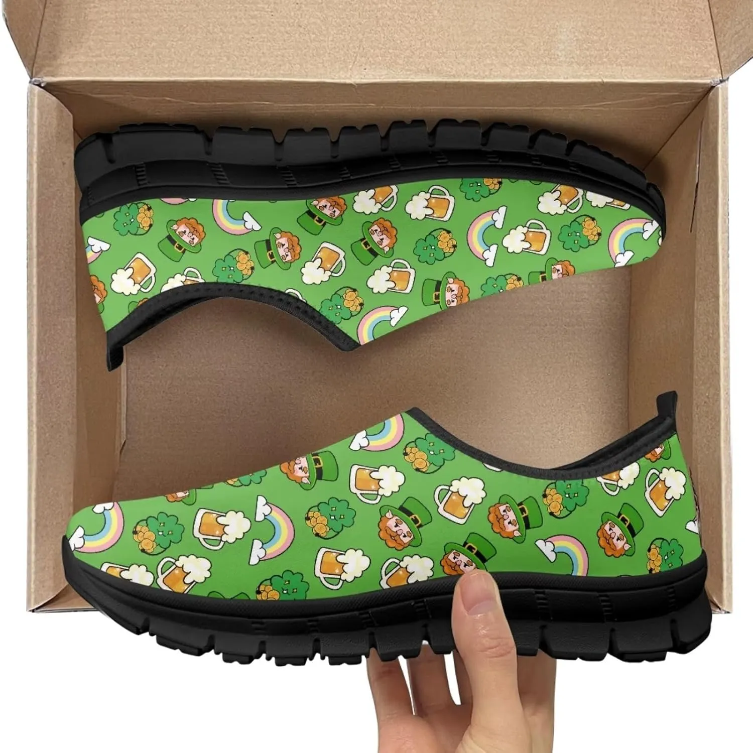 Low-Cut Saint Patrick's Day Casual Shoes - Stylish Tennis & Walking Footwear, Polyester Fabric Women's Sneakers