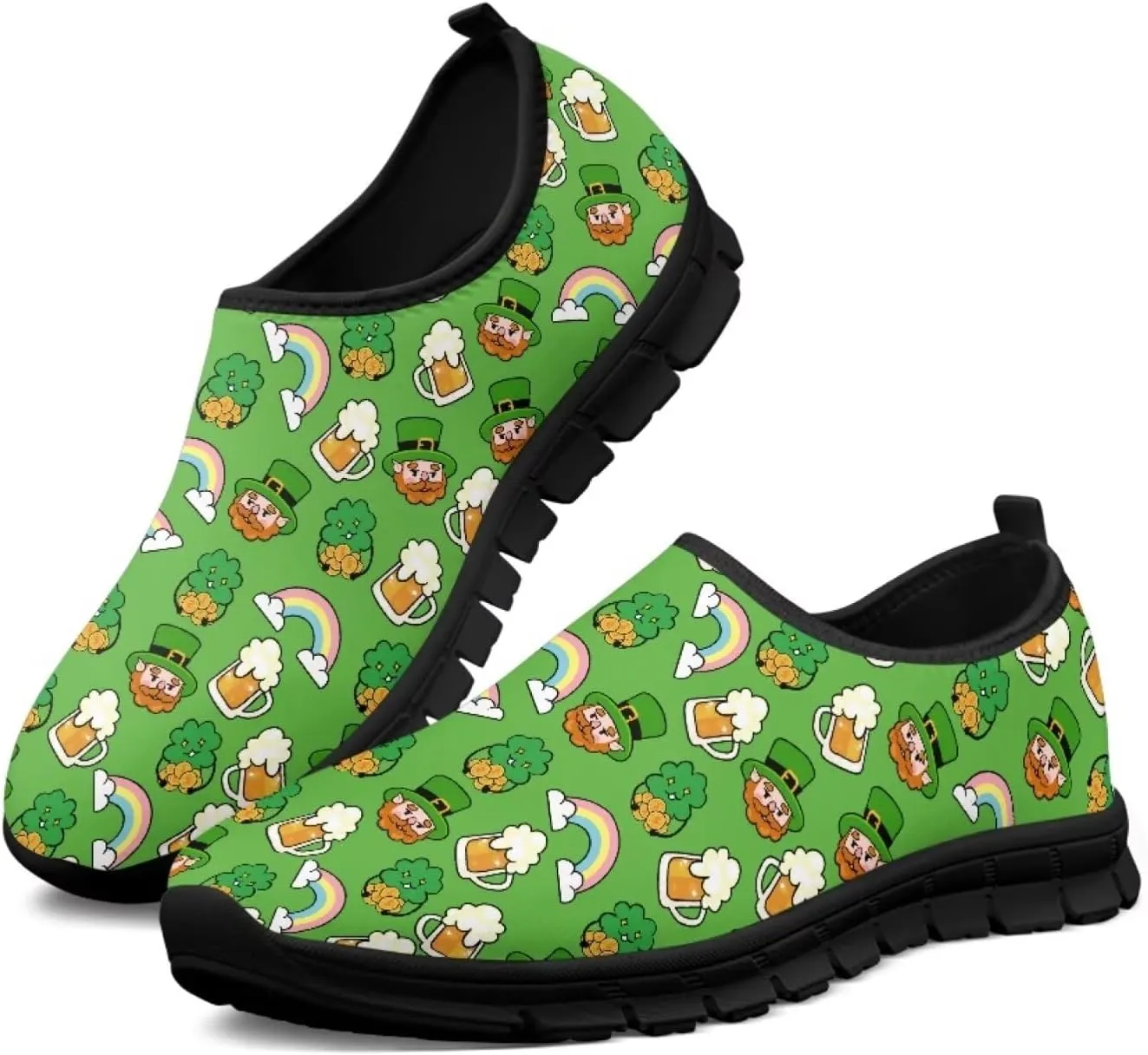 Low-Cut Saint Patrick's Day Casual Shoes - Stylish Tennis & Walking Footwear, Polyester Fabric Women's Sneakers