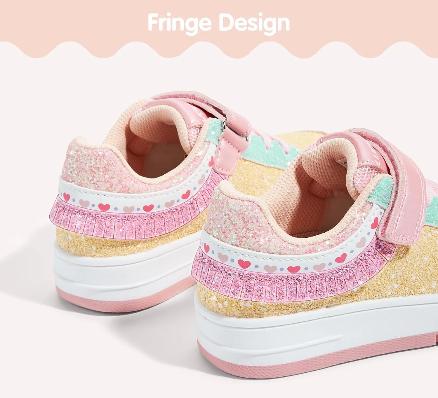 LUCKY STEP Kid's Glitter Fashion Sneakers Girls Sparkly Tennis School Slip On Shoes Walking Casual Party Dress Shoes for Toddler Children