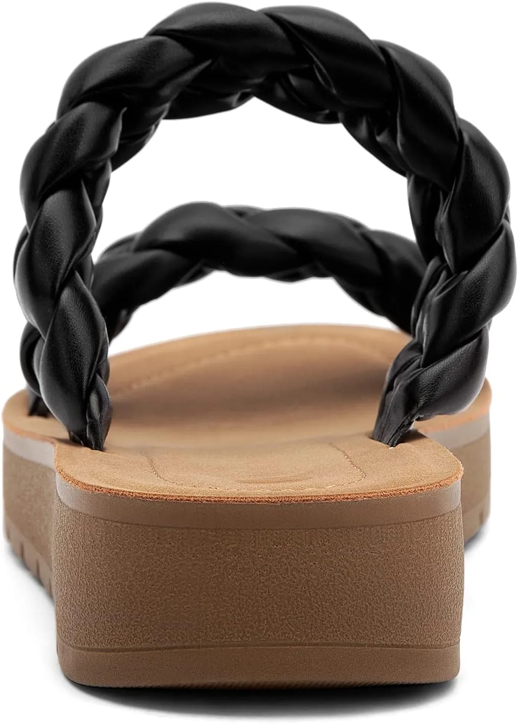 MaxMuxun Women's Braided Flat Sandals 2025 Two Band Open Toe Slide Sandals Slip On Summer Casual Mules Shoes
