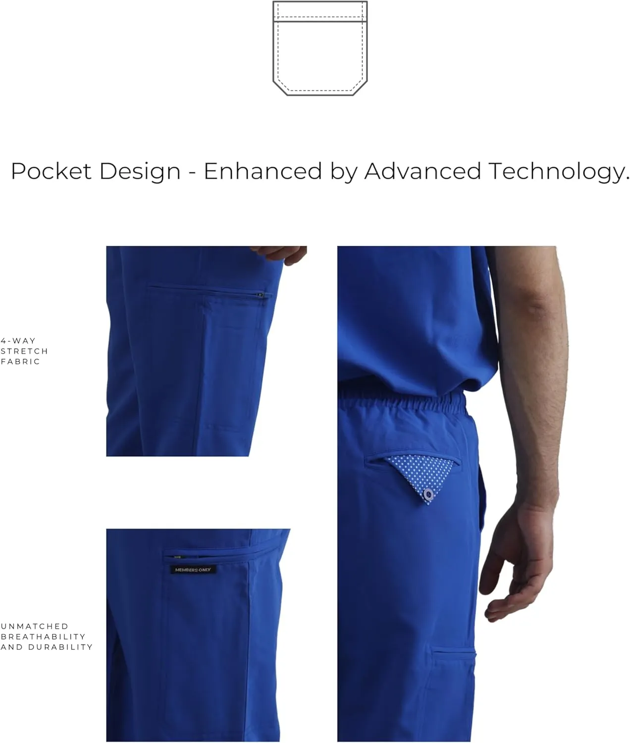 Members Only Men's Hampton Open Bottom Scrub | Mens Scrub Pants | Jogger Scrubs for Men | Men's Medical Scrub Pants