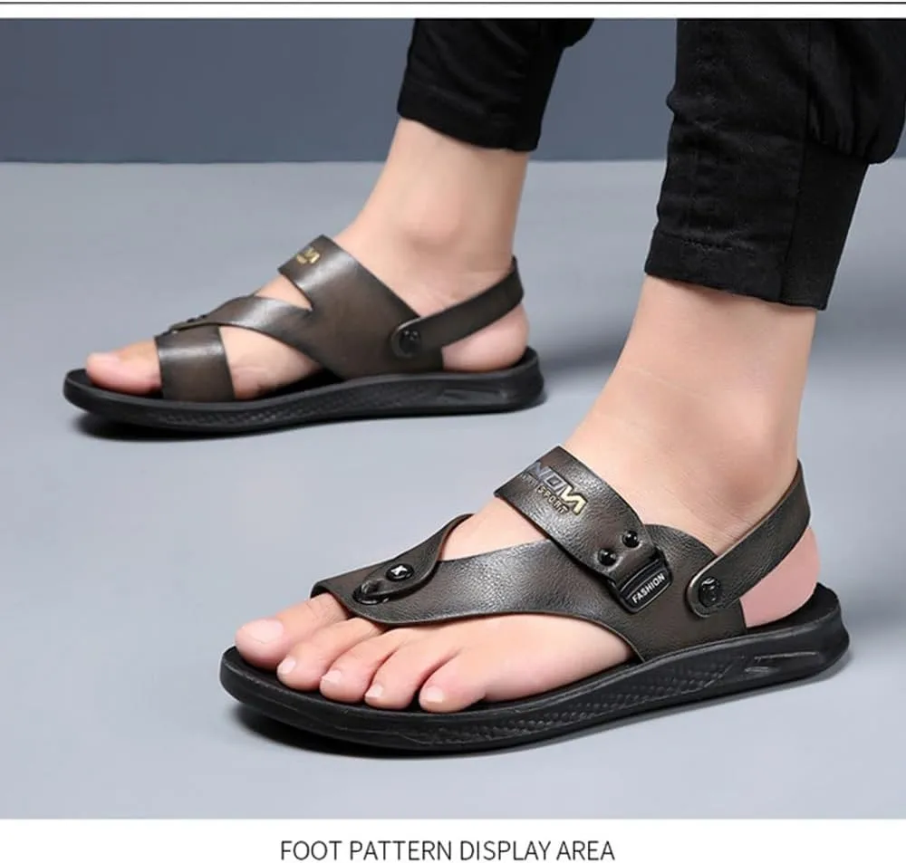 Men's Beach Sandals Summer Lightweight Ring Toe Bunion Flat Slippers, Casual Soft Non-Slip Foot Correction Men's Beach Sandals for Plantar Fasciitis