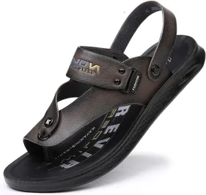 Men's Beach Sandals Summer Lightweight Ring Toe Bunion Flat Slippers, Casual Soft Non-Slip Foot Correction Men's Beach Sandals for Plantar Fasciitis