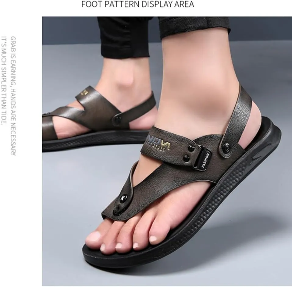 Men's Beach Sandals Summer Lightweight Ring Toe Bunion Flat Slippers, Casual Soft Non-Slip Foot Correction Men's Beach Sandals for Plantar Fasciitis