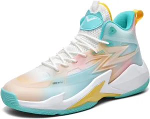Men's Breathable Mesh Lace Up Basketball Shoes Fashion High-Top Non-Slip Sneakers Casual Gym Sports Tennis Jogging Running Walking Shoes