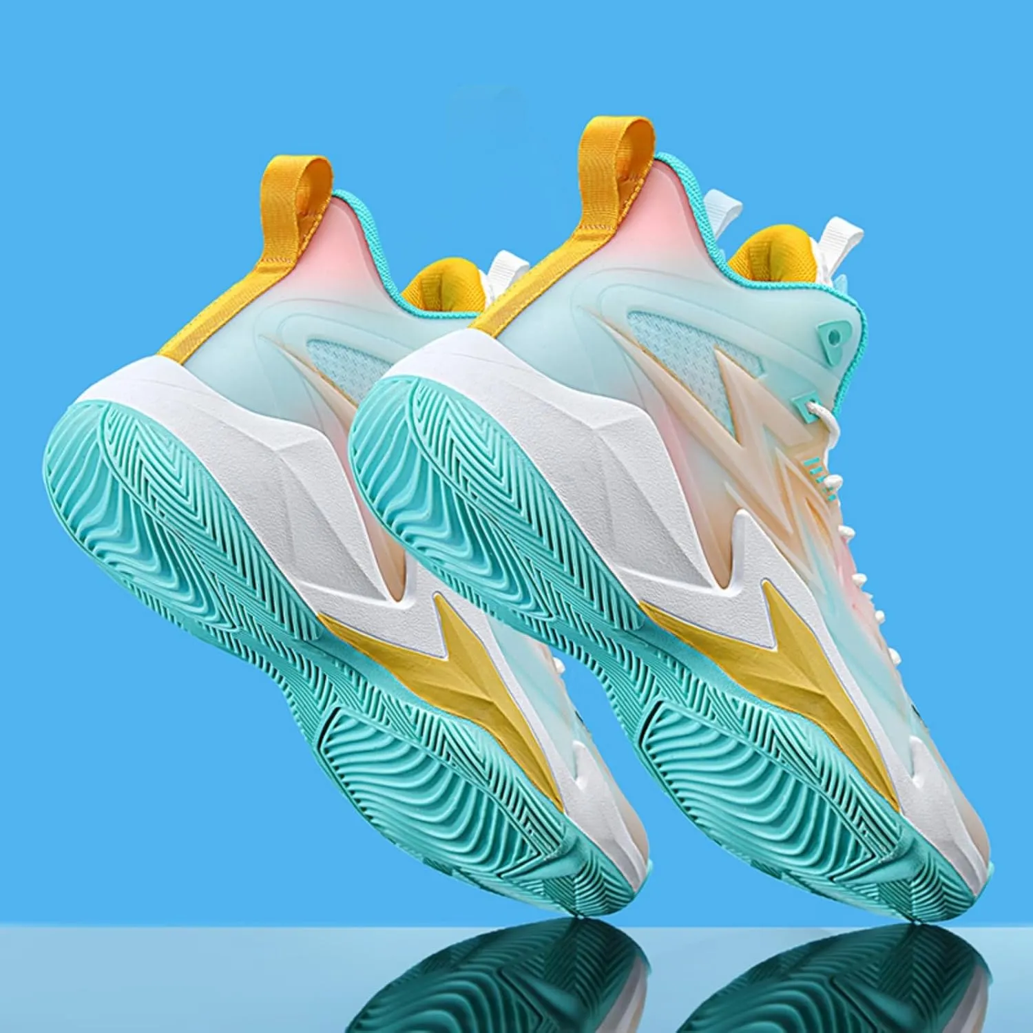 Men's Breathable Mesh Lace Up Basketball Shoes Fashion High-Top Non-Slip Sneakers Casual Gym Sports Tennis Jogging Running Walking Shoes