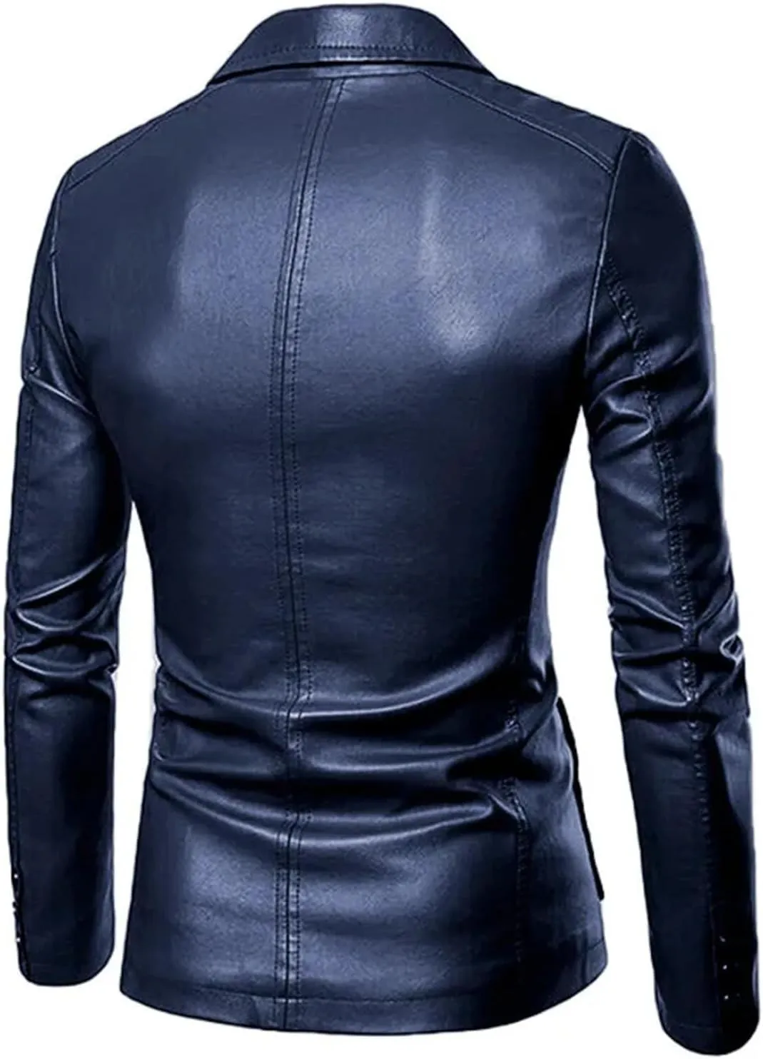 Mens Business Casual Leather Jacket Slim Fit All-Season Office-To-Street Versatile Faux Leather Outwear