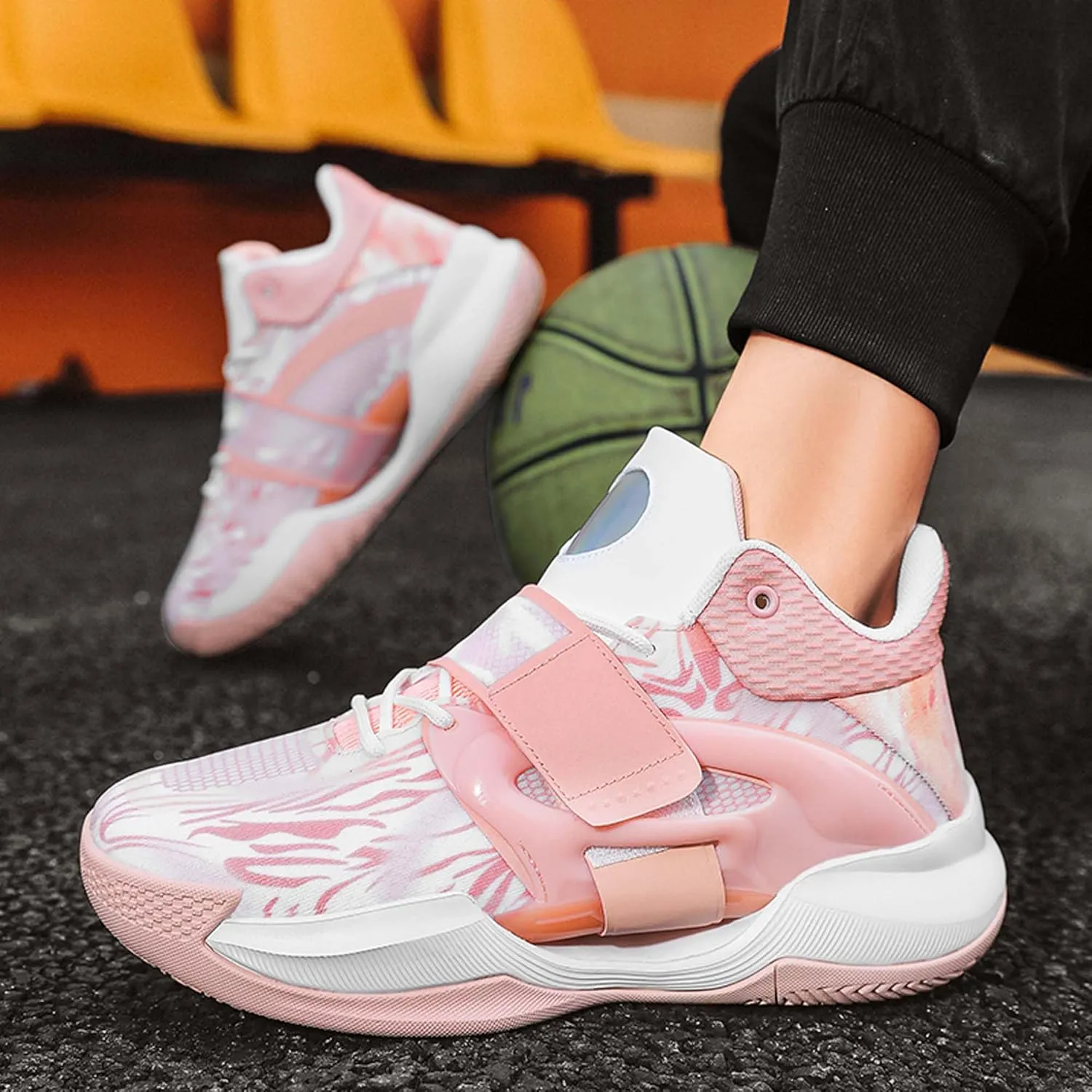 Men's Fashion Basketball Shoes Soft Sole Comfortable Sneakers Teenagers Breathable Anti-Slip Running Trainers Women's Basketball Sneakers Outdoor Casual Walking/Men's/Women's Shoes