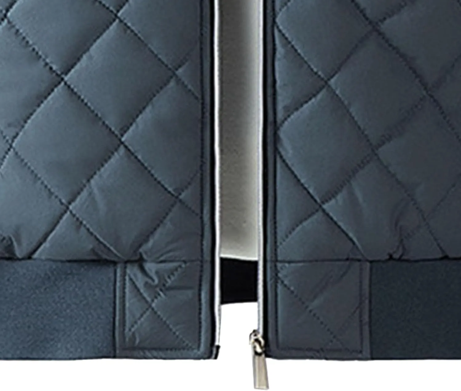 Men's Stand Collar Solid Streetwear Jacket Winter Bomber Diamond Quilted Coat Classic Rib Lightweight Coats