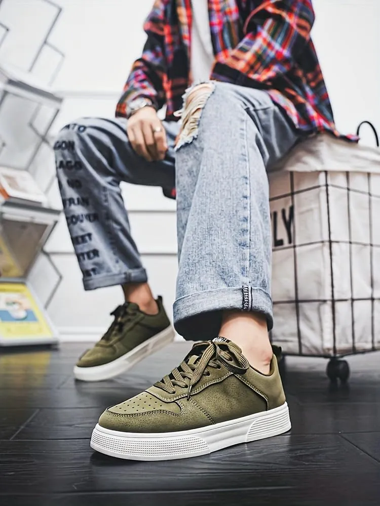 Men's Sturdy Skate Shoes - Stylish Non-Slip Low-top Sneakers - Suitable for All Seasons, Outdoor Adventure and Street Style - Comfortable Plus Size