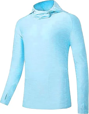 Men's Sun Protection Hoodie Shirts with Mask Long Sleeve UPF 50  Fishing Shirt Summer Rash Guards Cooling Hiking Tees