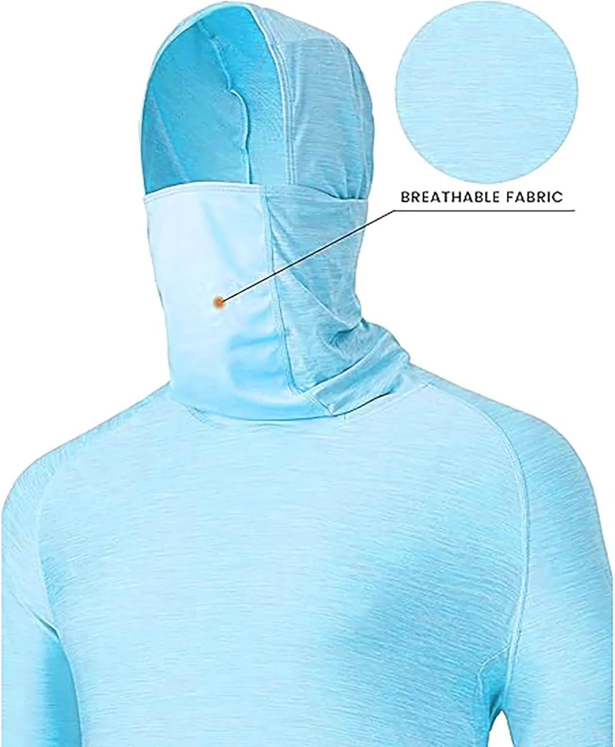 Men's Sun Protection Hoodie Shirts with Mask Long Sleeve UPF 50  Fishing Shirt Summer Rash Guards Cooling Hiking Tees