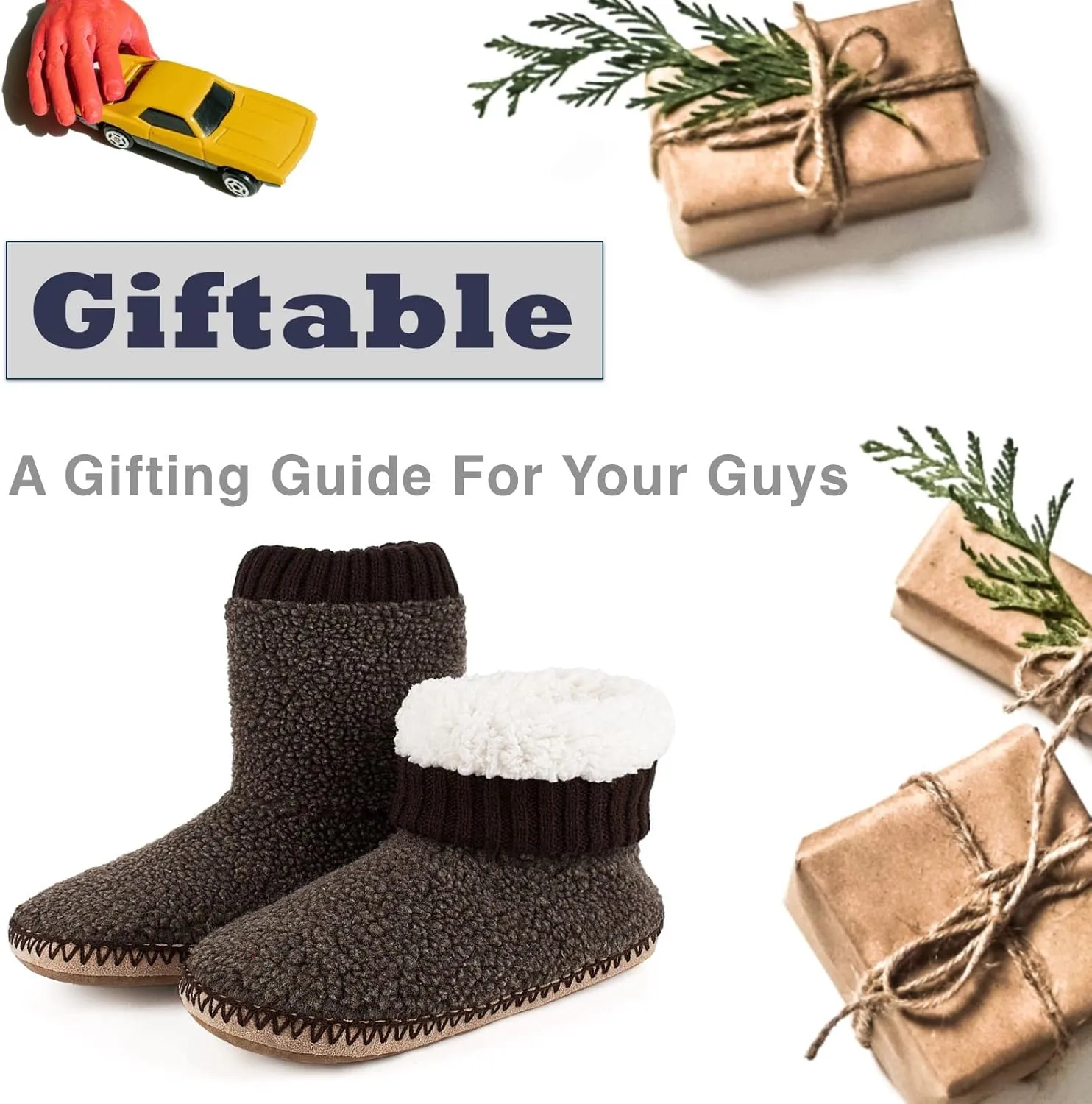 Men's Warm Up House Boots, Thick Fuzzy Sherpa Fleece Winter Moccasin Socks Non-slip Soles, Cozy Soft Comfy Indoor Shoes Rubber Grippers