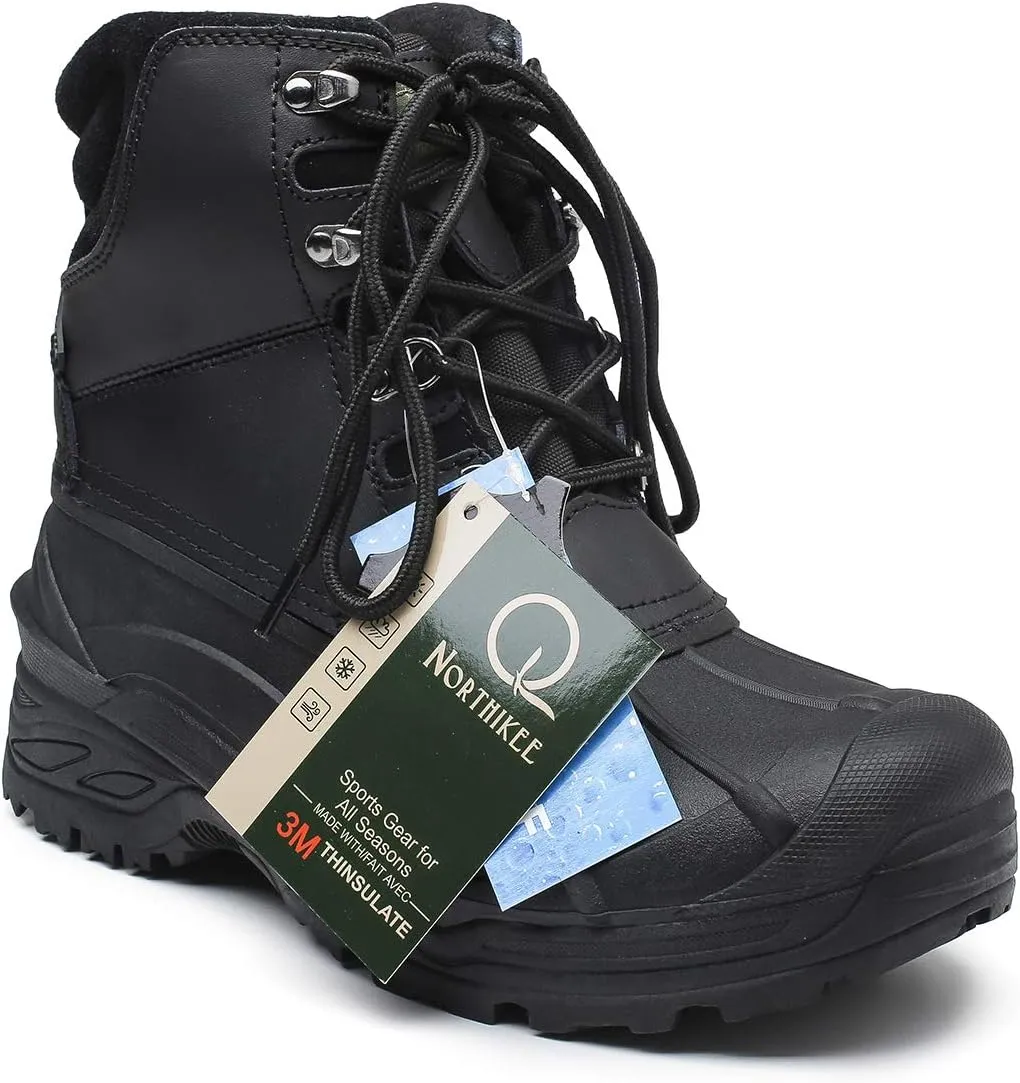 Men's Winter Snow Boots Waterproof Non-Slip Insulated Warm Safe and Durable Outdoor Ski Classic Suede, Non-Slip Rubber Outsole, Cushioned EVA Insoles，Mid-Calf Height Boots
