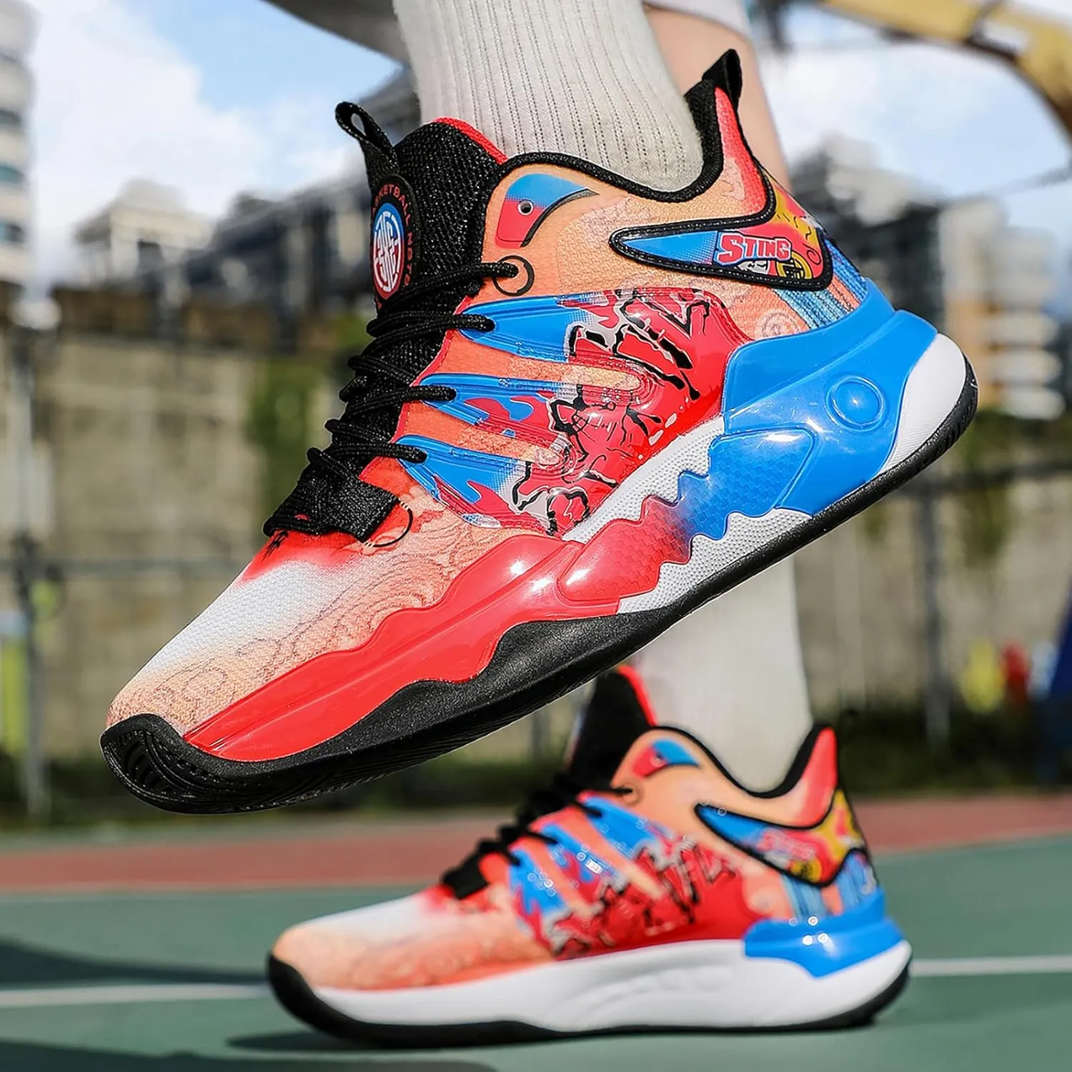 Men's Women's Basketball Shoes Fashion Breathable Sneakers Comfortable Leightweight Running Athletic Lace-Up Non Slip Sport Outdoor Shoe