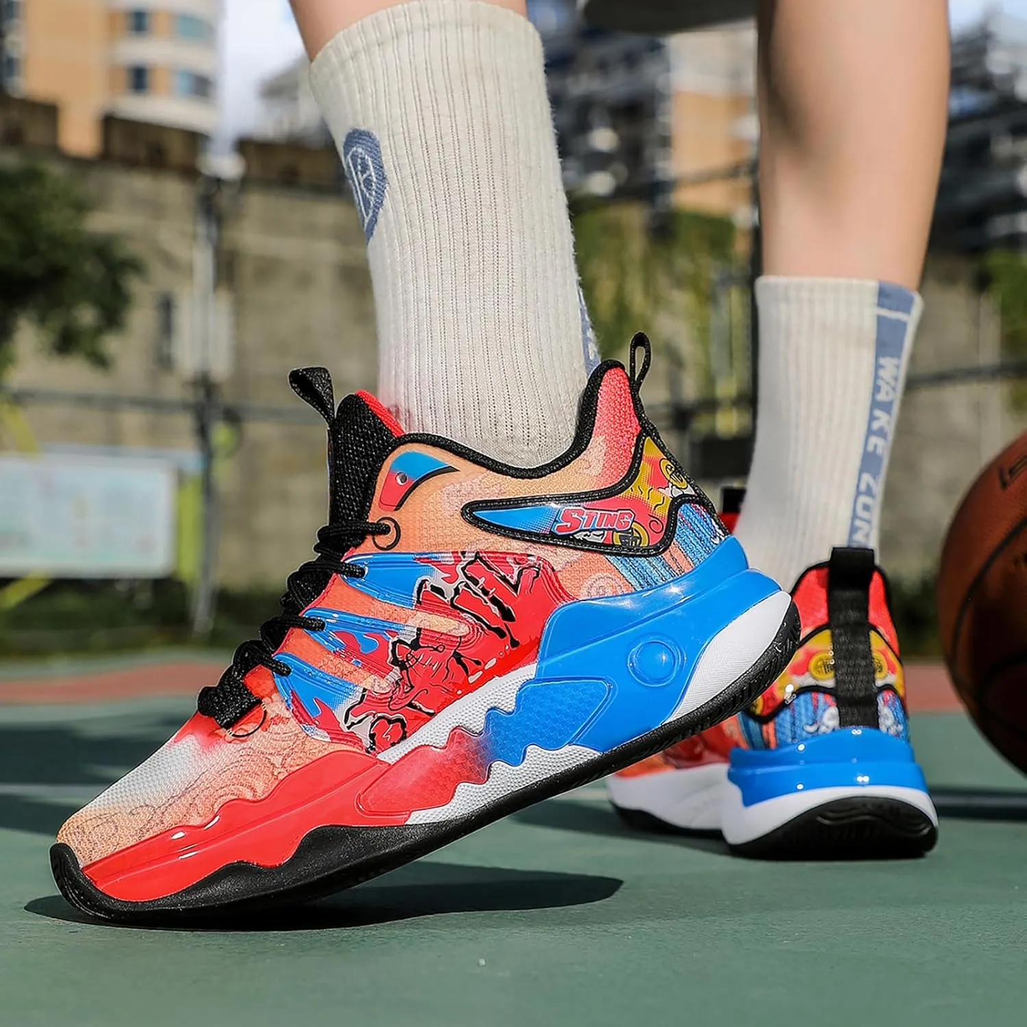 Men's Women's Basketball Shoes Fashion Breathable Sneakers Comfortable Leightweight Running Athletic Lace-Up Non Slip Sport Outdoor Shoe