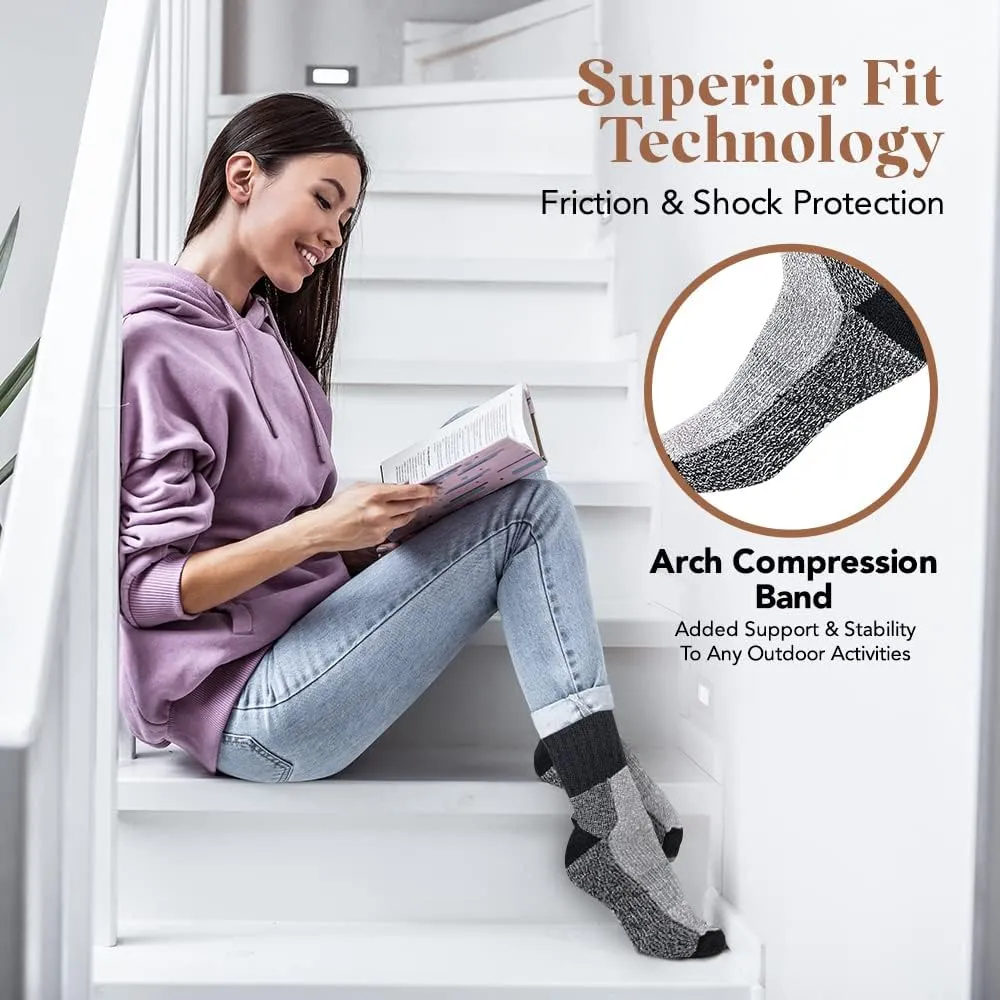 Merino Wool Thermal Socks Men and Women - Warm Hiking Socks Hunting Skiing Outdoor Winter Sports Crew Socks 6 Pairs
