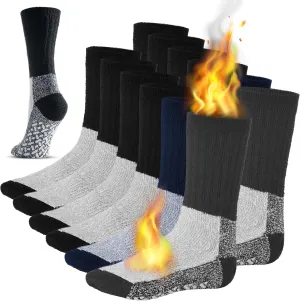 Merino Wool Thermal Socks Men and Women - Warm Hiking Socks Hunting Skiing Outdoor Winter Sports Crew Socks 6 Pairs