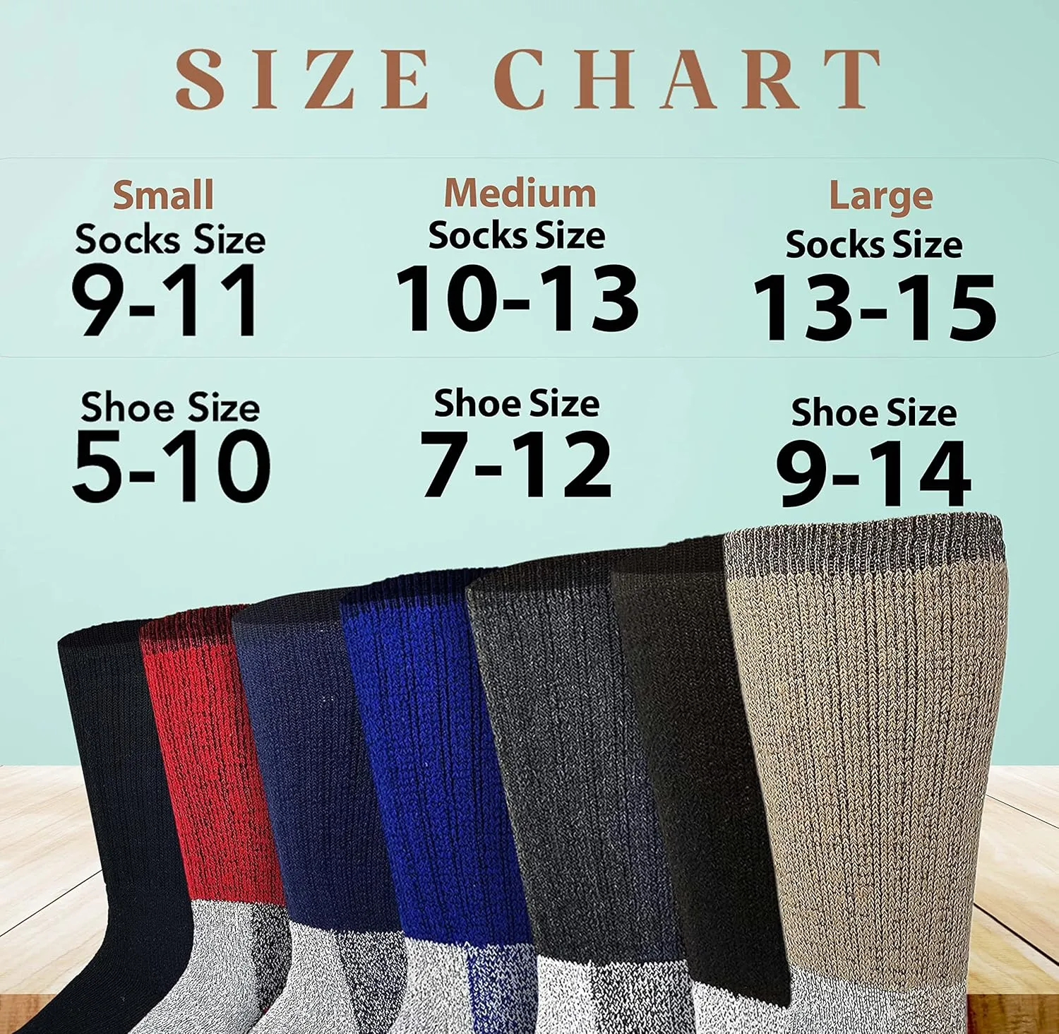 Merino Wool Thermal Socks Men and Women - Warm Hiking Socks Hunting Skiing Outdoor Winter Sports Crew Socks 6 Pairs