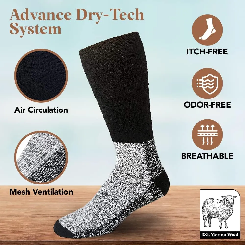 Merino Wool Thermal Socks Men and Women - Warm Hiking Socks Hunting Skiing Outdoor Winter Sports Crew Socks 6 Pairs
