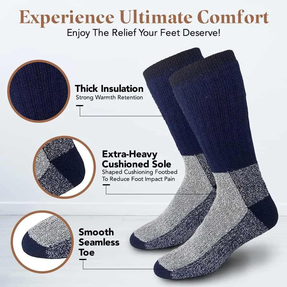 Merino Wool Thermal Socks Men and Women - Warm Hiking Socks Hunting Skiing Outdoor Winter Sports Crew Socks 6 Pairs