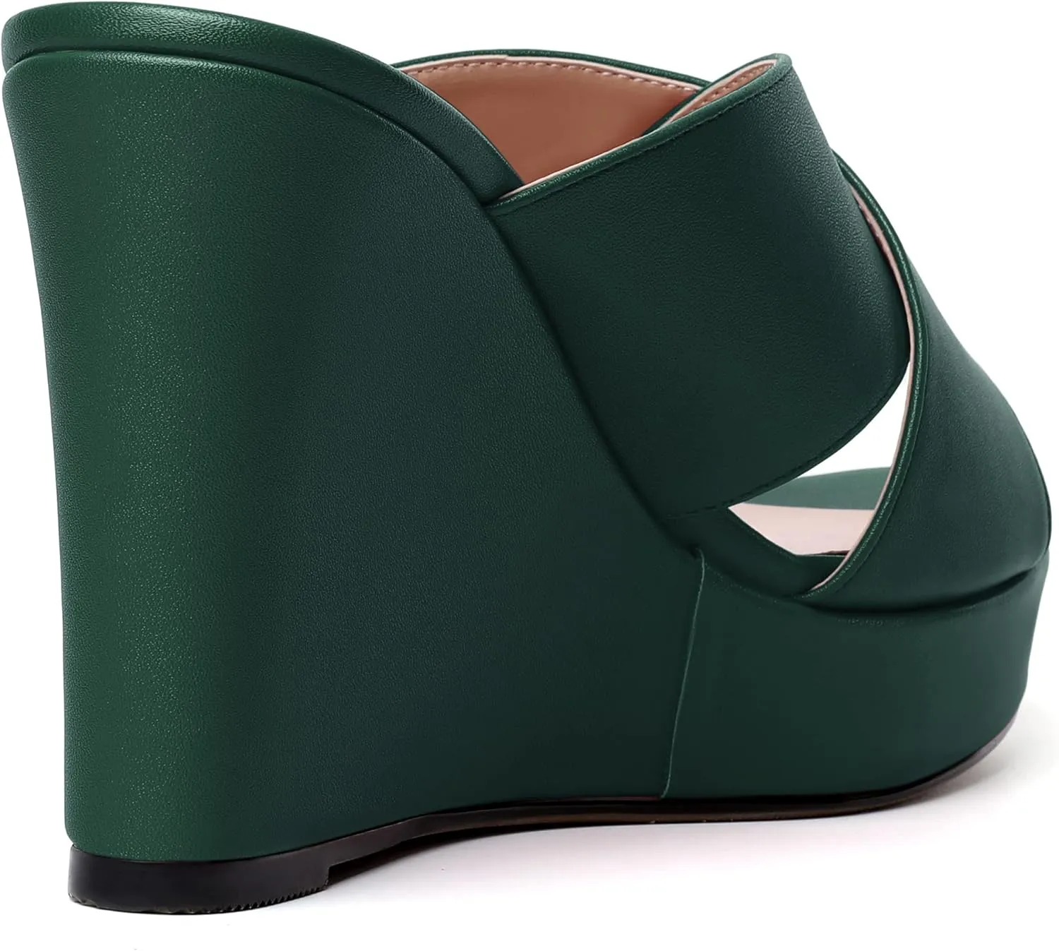 MODENCOCO Womens Open Toe Fashion Matte Slip On Platform Casual Wedge High Heel Heeled Dressy Sandals 4 Inch