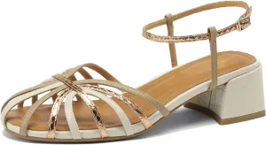 MOOMMO Women Low Heel Sandals Ankle Strap Rainbow Kitten Heel Cage Sandal Shoes T Strap Mary Jane Pumps Chunky Block Heel Cutout Sandals Bridal Wedding Summer Vintage Dressy Elegant Comfort 4-11 M US
