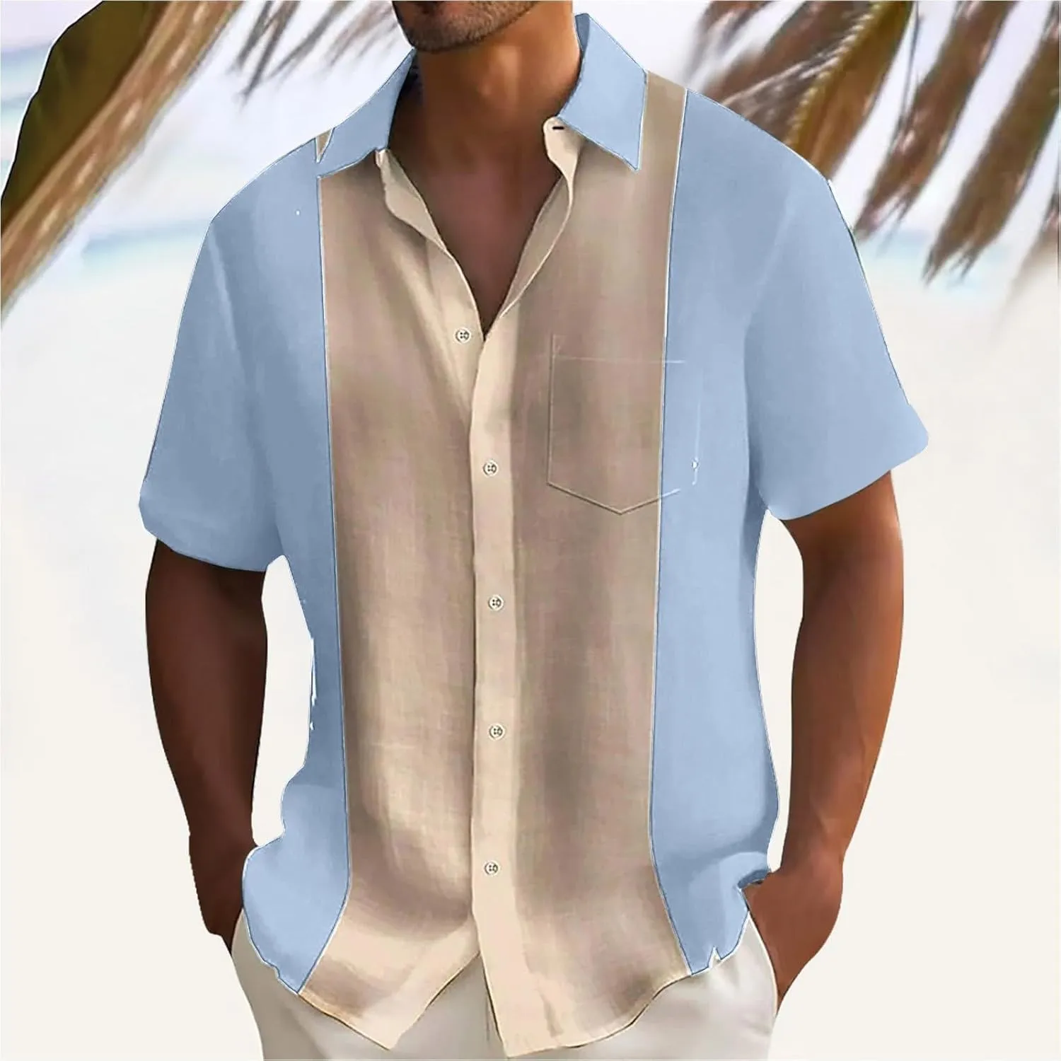 Muscularfit Mens Beach Button Down Shirt Summer Hawaiian Short Sleeve Causal Business Shirts Plus Size Vacation Outfit 2025