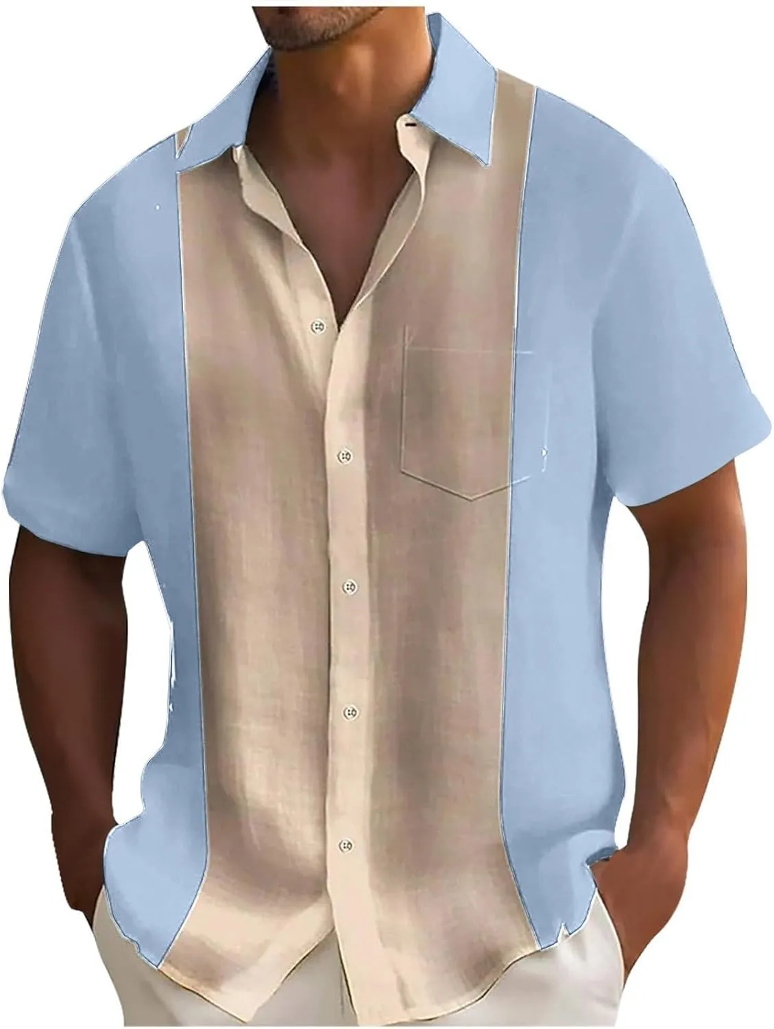 Muscularfit Mens Beach Button Down Shirt Summer Hawaiian Short Sleeve Causal Business Shirts Plus Size Vacation Outfit 2025