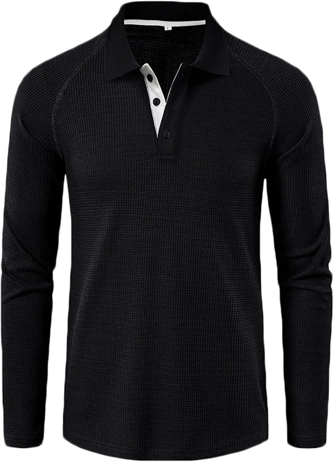 Muscularfit T Shirts for Men V Neck Long Sleeve Solid Polo Shirt Causal Loose Fit Athletic Gym Workout Tee Top Loose Pullover