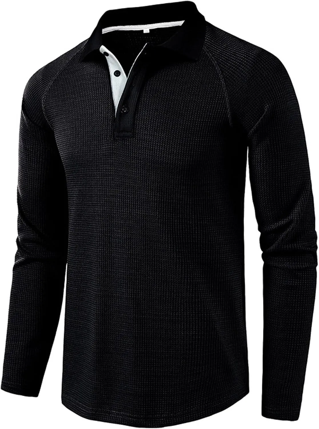 Muscularfit T Shirts for Men V Neck Long Sleeve Solid Polo Shirt Causal Loose Fit Athletic Gym Workout Tee Top Loose Pullover