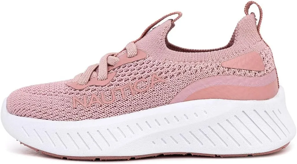 Nautica Girls Toddler Knit Slip-On Sneakers with Max Comfort Sole, Bungee Closure, Tennis Running Shoes for School and Play (Toddler/Little Kid)