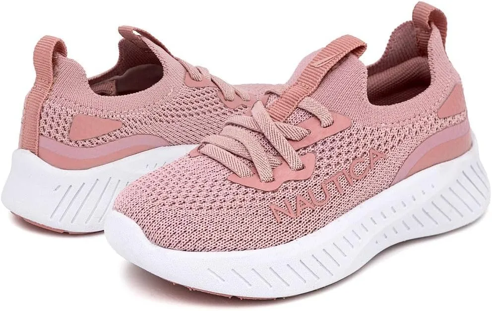 Nautica Girls Toddler Knit Slip-On Sneakers with Max Comfort Sole, Bungee Closure, Tennis Running Shoes for School and Play (Toddler/Little Kid)