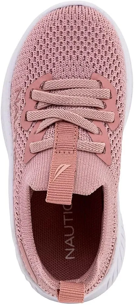 Nautica Girls Toddler Knit Slip-On Sneakers with Max Comfort Sole, Bungee Closure, Tennis Running Shoes for School and Play (Toddler/Little Kid)