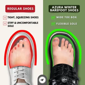 New HF Azura - Ergonomic Supportive Winter Barefoot Boots,Wide Toe Box, Minimalist Zero Drop Sole, Splash Proof and Breathable Upper Material Unisex