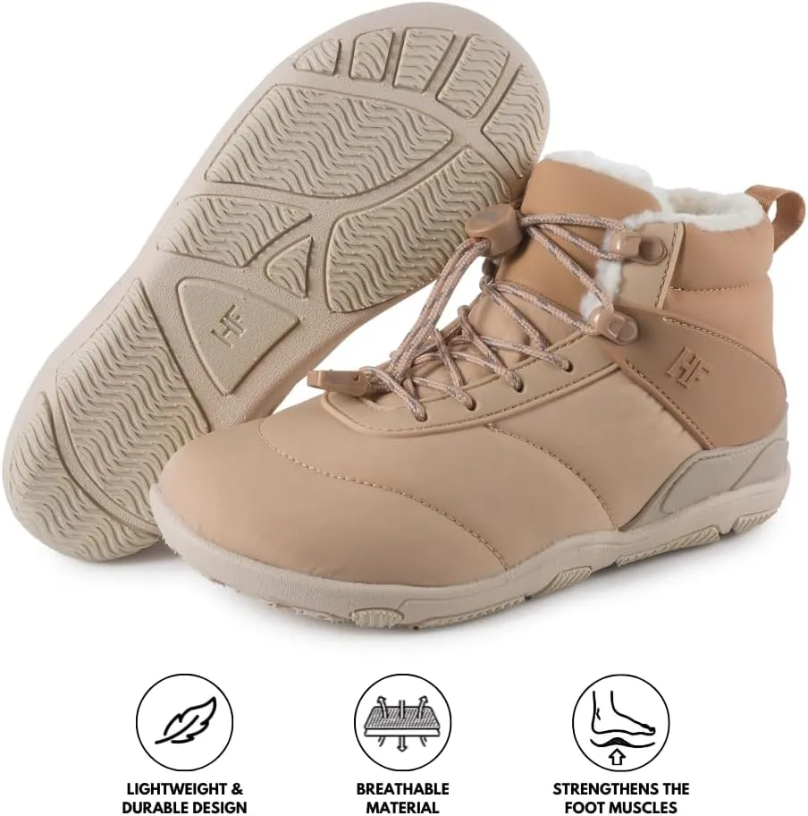 New HF Azura - Ergonomic Supportive Winter Barefoot Boots,Wide Toe Box, Minimalist Zero Drop Sole, Splash Proof and Breathable Upper Material Unisex