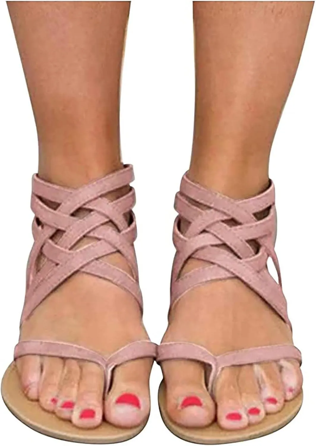 New Sunflower Gladiator Sandal with Criss-Cross Straps Womens Casual Summer Zip Back Flat Sandals for Outdoor Walking